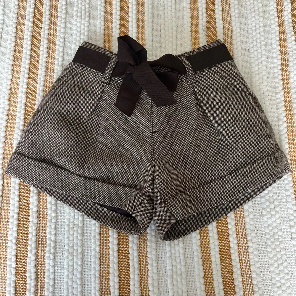 Gymboree Girls‎ Brown Tweed Shorts Size 6 Ribbon Waist